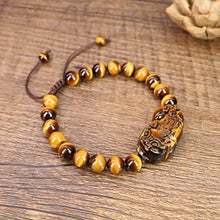 Load image into Gallery viewer, COAI Men's Good Fortune Pixiu Tiger's Eye Beaded Bracelet 10mm
