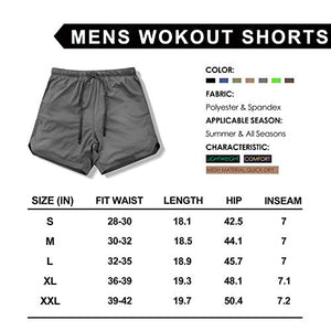 Leidowei Men's 2-in-1 Gym Running Shorts, Lightweight Workout Athletic Training 7" Short Pants (Dark Grey, Medium)