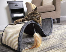 Load image into Gallery viewer, SmartyKat Scratch Scroll with Feather Toy, Multi-Surface Sisal &amp; Carpet Cat Scratcher, Interactive Scratching Outlet &amp; Lounger
