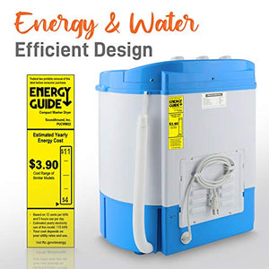 Upgraded Version Pyle Portable Washer & Spin Dryer, Mini Washing Machine, Twin Tubs, Spin Cycle w/ Hose, 11lbs. Capacity, 110V - Ideal For Compact Laundry