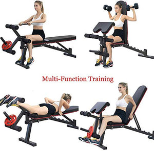 EXF Weight Bench with Leg Extension and Leg Curl,Strength Training Bench for Full Body Workout Bench with Fast Folding Max Load 661LBS(Black)