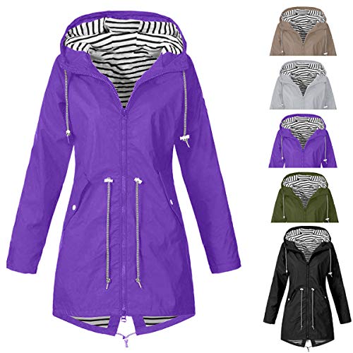 Load image into Gallery viewer, Thenxin Women's Outdoor Waterproof Jacket Zip Up Drawstring Hooded Long Trench Raincoat(Green,XXXXXL)