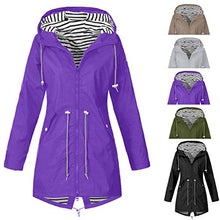 Load image into Gallery viewer, Thenxin Women&#39;s Outdoor Waterproof Jacket Zip Up Drawstring Hooded Long Trench Raincoat(Green,XXXXXL)
