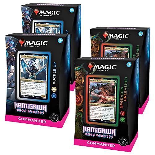 Bundle of 4 Magic: The Gathering Kamigawa: Neon Dynasty Commander Decks | 2 Buckle Up + 2 Upgrades Unleashed