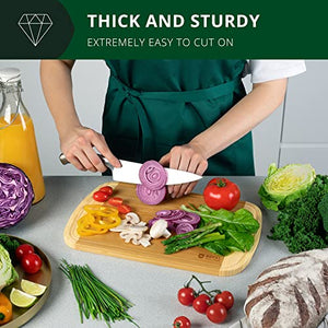 Extra Large Cutting Board - Bamboo Cutting Boards for Kitchen, Wood Chopping Boards with Juice Groove, Wooden Cutting Board for Vegetables, Fruit and Cheese | Charcuterie Serving Tray (L, 15" x 10")