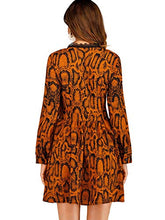 Load image into Gallery viewer, Floerns Women&#39;s Printed Long Sleeve Button A-Line Short Dress Orange XL
