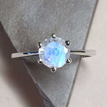 Load image into Gallery viewer, Natural Rainbow Moonstone 925 Solid Sterling Silver Engagement Ring Size 4.75, 5, 5.75, 6, 6.75, 7, 7.75, 8, 8.75, 9, 9.75, 10
