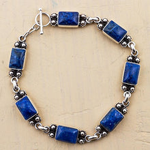 Load image into Gallery viewer, NOVICA Lapis lazuli 925 Sterling Silver Link Bracelets, 7.5" 'Seven Seas'
