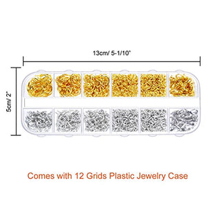 Paxcoo 1200Pcs Open Jump Rings and Lobster Clasps Jewelry Findings Kit with Pliers for Jewelry Making (Silver and Gold)