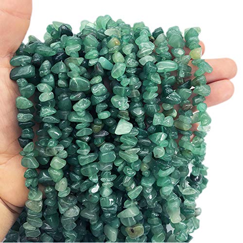 favoramulet 5-8mm Green Aventurine Tumbled Stone Chip Beads for Jewelry Making, Irregular Shaped Healing Crystal Loose Beads Strand, 66