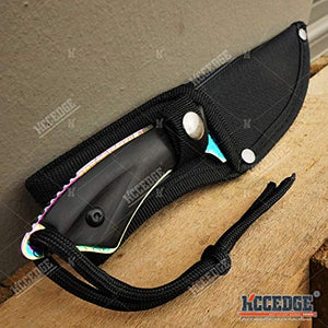 7.5" Tactical Knife Survival Knife Hunting Knife FULL TANG Fixed Blade Knife Etched Damascus Razor Sharp Edge Camping Accessories Camping Gear Survival Kit Survival Gear Tactical Gear 51565 (Gold)