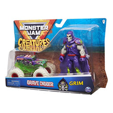 Load image into Gallery viewer, Monster Jam, Official Grave Digger 1:64 Scale Monster Truck and 5-Inch Grim Creatures Action Figure Set
