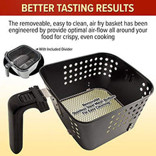 Load image into Gallery viewer, NUWAVE BRIO 6-Quart Digital Air Fryer includes basket divider, one-touch digital controls, 6 easy presets, wattage control, and advanced functions like SEAR, PREHEAT, DELAY, WARM and more
