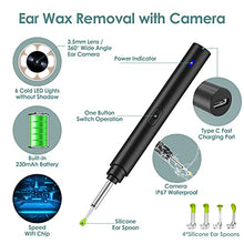 Load image into Gallery viewer, Ear Wax Removal Tool Camera, Smart Visual Ear Cleaner, 1296P FHD Wireless Ear Otoscope with 6 LED Lights, IP67 Waterproof WiFi Ear Cleaning Kit, Ear Camera for iPhone, iPad, Android Smart Phone, Black
