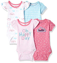 Load image into Gallery viewer, Gerber Baby Girls 4-Pack Short-Sleeve Onesies Bodysuit, Clouds, 6-9 Months
