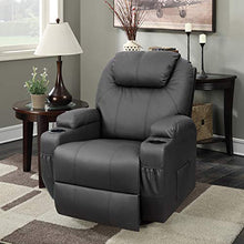 Load image into Gallery viewer, Furniwell Recliner Chair Massage Leather Living Room Chair Home Theater Seating Heated Overstuffed Single Sofa 360° Swivel and Rocking (Black)
