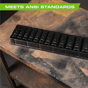 ARCAN PROFESSIONAL TOOLS 1/2 Inch Drive Deep Impact Socket Set, Metric, 11mm - 32mm, Cr-V, 14-Piece (AS21214MD)