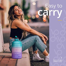 Load image into Gallery viewer, Venture Pal Large 1 Gallon Motivational Water Bottle with 2 Lids (Chug and Straw), Leakproof BPA Free Tritan Sports Water Jug with Time Marker to Ensure You Drink Enough Water Throughout The Day
