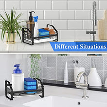Load image into Gallery viewer, Sink Caddy, Sponge Holder for Kitchen Sink, Kitchen Bathroom Sink Organizer, 304 Stainless Steel Kitchen Countertop Organizer Soap Tray with Removable Drain Tray-Black
