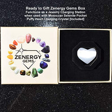 Load image into Gallery viewer, Zenergy Gems Charged 7" Blue Kyanite Crystal Chip Stretchy Bracelet Tumble Polished + Selenite Heart Charging Crystal Align Chakras/Conquer Fear/Increase Communication
