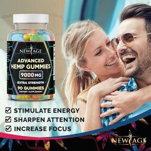 New Age Naturals Advanced Hemp Big Gummies 9000mg - Night Time Aid and Reduce Inflammation - Calming Strength Gummy for Adults - Natural Hemp Oil Infused Gummies (180 Gummies)