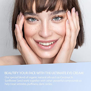M3 Naturals Anti-Aging Eye Cream for Dark Circles and Puffiness with Collagen, Hyaluronic Acid & Fruit Stem Cell - Fight Eye Bags, Fine Lines, Puffiness, Under Eye & Wrinkles for Men & Women 1.7 oz