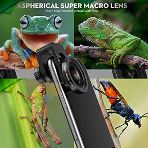 Phone Camera Lens, 5K HD 2 in 1 120° Wide Angle Lens, 20X Macro Lens,Clip-On Phone Lens Compatible iPhone,Samsung, Most Andriod Phones No Distortion