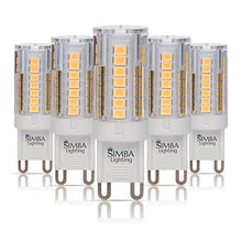 Load image into Gallery viewer, Simba Lighting G9 LED Light Bulb (5 Pack) 4W T4 40W Halogen Replacement for Pendants, Ceiling Lights, Desk Lamp, Wall Sconce, 120V JCD Bi-Pin Base Non-Dimmable, 3000K Soft White
