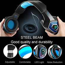 Load image into Gallery viewer, Gaming Headset with Mic LED Light On Ear Gaming Headphone PS4,3.5mm Wired Gaming Headset for PC Mac Laptop Gamer Headphone (Blue)
