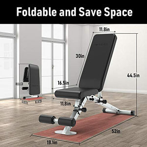 leikefitness Adjustable Weight Bench Foldable Workout Exercise Bench with Automatic Lock for Upright Incline Decline and Flat Full Body Exercise GM5810(BLACK)
