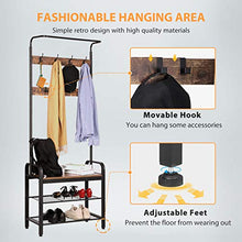 Load image into Gallery viewer, VIVOHOME 3-in-1 Entryway Hall Tree, Heavy Duty MDF Stand Coat Rack with Storage Bench, Industrial Wood Furniture with Stable Metal Frame, 8 Hooks

