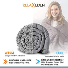 Load image into Gallery viewer, RELAX EDEN Adult Weighted Blanket W/Removable, Washable Duvet Cover| 15 lbs, 60”x 80” Size| Heavy Glass Micro-Beads| Supreme Sleeping Comfort for Adults| Hot &amp; Cold Sleeping| 100% Soft Cotton Build
