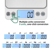 Load image into Gallery viewer, KUBEI Upgraded Larger Size Digital Food Scale Weight Grams and OZ, 5kg/0.1g Kitchen Scale for Cooking Baking, High Precision Electronic Scale with LCD Display
