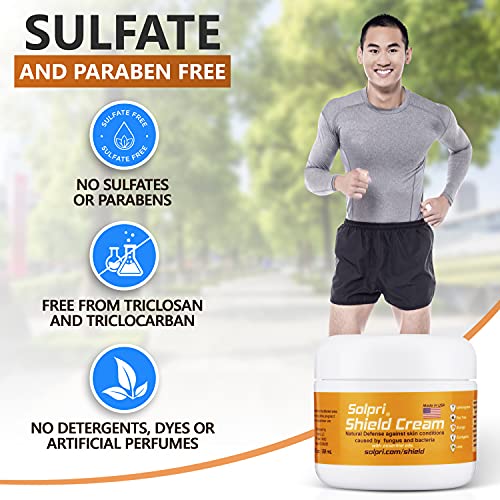 Load image into Gallery viewer, Solpri Shield Antifungal Cream - for Athletes Foot, Jock Itch Fungus, and Ringworm - with Lemongrass, Tea Tree Oil, and More 2 Fl Oz