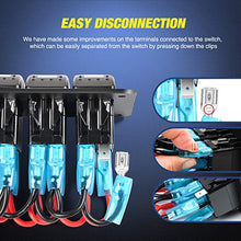 Load image into Gallery viewer, Nilight 6 Gang Rocker Switch Panel 5Pin On Off Toggle Switch Aluminum Holder 12V 24V Dash Pre-Wired Red Backlit Switches for Automotive Cars Marine Boats RVs Truck, 2 Years Warranty
