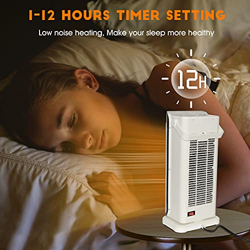 Load image into Gallery viewer, Space Heater - Portable Electric Heater with Remote Control, Fast-heating Ceramic Tower Heater Fan Adjustable Thermostat 12H Timer Overheat, Tip-over Protection, Office, Bedroom, Home, Oscillating Heater