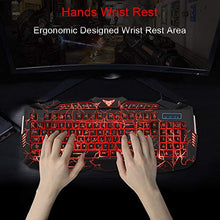 Load image into Gallery viewer, BlueFinger Backlit Gaming Keyboard and Mouse Combo,USB Wired Backlit Keyboard Mouse Game Set,Multimedia Keys,3 Color LED Crack Illumination Keyboard Mouse for Game and Work
