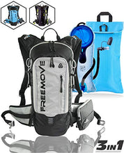 Load image into Gallery viewer, FREEMOVE Hydration Pack Backpack with 2 Liter Water Bladder and Cooler Bag, Lightweight, Fully Adjustable, Leakproof Multiple Pockets Camel Pack Gear for Hiking, Running, Cycling
