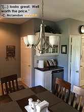 Load image into Gallery viewer, Kira Home Weston 24" Contemporary 5-Light Large Chandelier + Alabaster Glass Shades, Adjustable Chain, Brushed Nickel Finish

