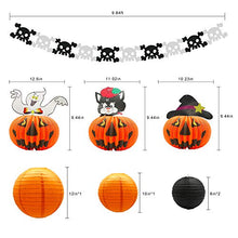Load image into Gallery viewer, KAXIXI Halloween Party Supplies, Ghost Witch Black Cat Pumpkin Paper Lanterns, Ghost Garland, Paper Fans for Adult Kids Birthday Indoor Outdoor Yard Haunted House Decorations
