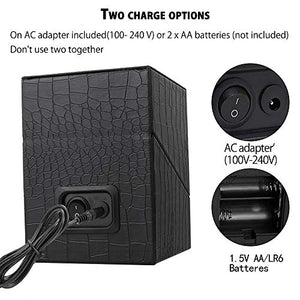 Automatic Single Watch Winder in Wood Shell and Black Leather, Japanese Quiet Motor (PU crocodile skin)