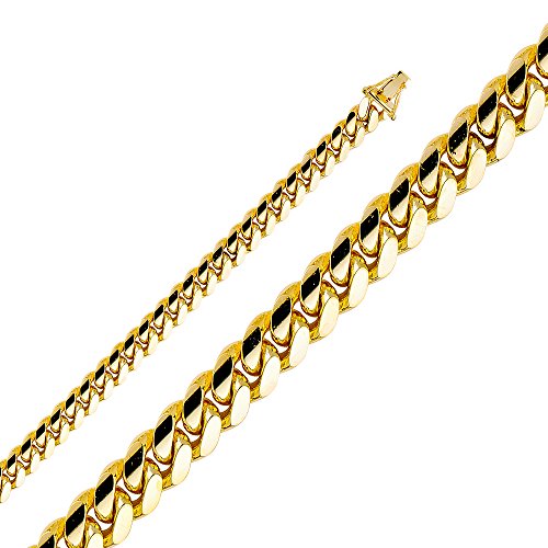 14k REAL Yellow Gold Solid Men's 8mm Miami Cuban Curb Chain Bracelet - 8.5