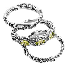 Load image into Gallery viewer, Carolyn Pollack Sterling Silver Green Peridot Gemstone Stackable Set of 3 Rings Size 9
