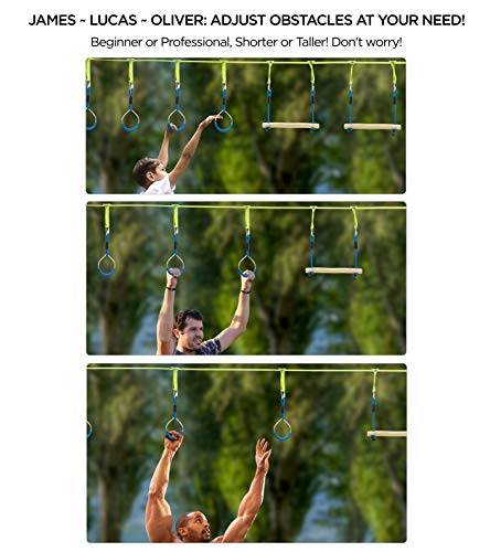 Load image into Gallery viewer, Ninja Warrior Obstacle Course for Kids Slackline kit with 8 Adjustable Obstacles Twin Gear Ratchet for Extra Safety Great Slack line Training Equipment of Length 40