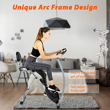Load image into Gallery viewer, BCAN Folding Exercise Bike, Magnetic Upright Bicycle with Heart Rate, Speed, Distance, Calorie Monitor, 330LBS Support - Grey/Black 2020 Version
