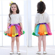 Load image into Gallery viewer, LYLKD Little Girls Layered Rainbow Tutu Skirts with Unicorn Horn Headband
