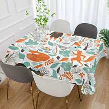 Load image into Gallery viewer, ALAZA Floral Cute Fox Tablecolth Table Cover for Party Dining Room Kitchen Decor,60 X 90,Stain and Wrinkle Resistant Washable Rectangle Table Cloth
