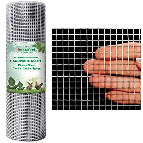 Load image into Gallery viewer, Amagabeli 48x50 Hardware Cloth 1/2 Inch 19 Gauge Square Galvanized Chicken Wire Fence Mesh RABIT Wire Fence Poultry Netting Cage Snake Fence
