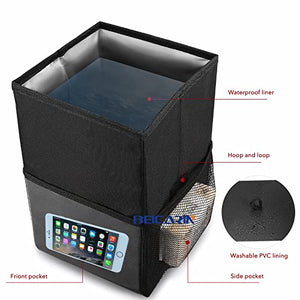 Car Trash Can with Lid - Car Trash Bag Hanging with Storage Pockets Leak-Proof Car Organizer Collapsible and Portable Waterproof Car Garbage Bin, 2.6 Gal Large Capacity Multipurpose Trash Bin for Car