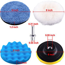 Load image into Gallery viewer, SIQUK 13 Pieces Buffing Pads 6 Inch Car Polishing Pad Kit Foam Polish Pads Wax Buffer Polisher Attachment for Drill
